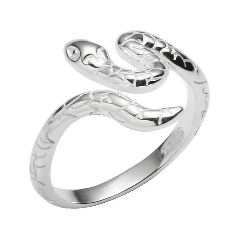 

Retro Punk Snake Ring for Men Women Exaggerated Antique 925 Sterling Silver Personality Stereoscopic Opening Adjustable Rings белый