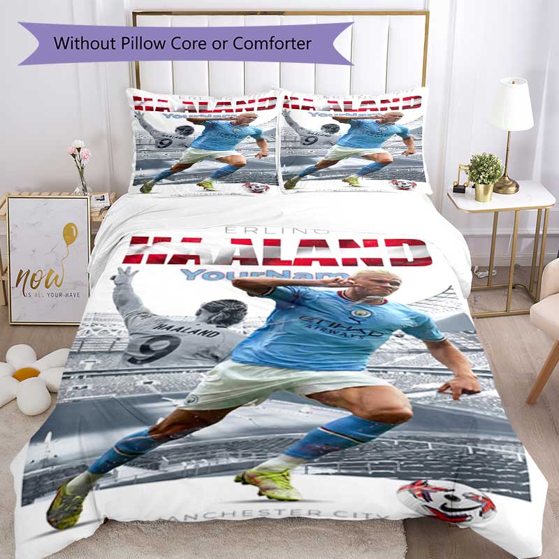 Haaland S Jersey Customize Your Name Bedding Set Breathable Duvet Cover with Pillowcases Home Decoration Birthday Gift