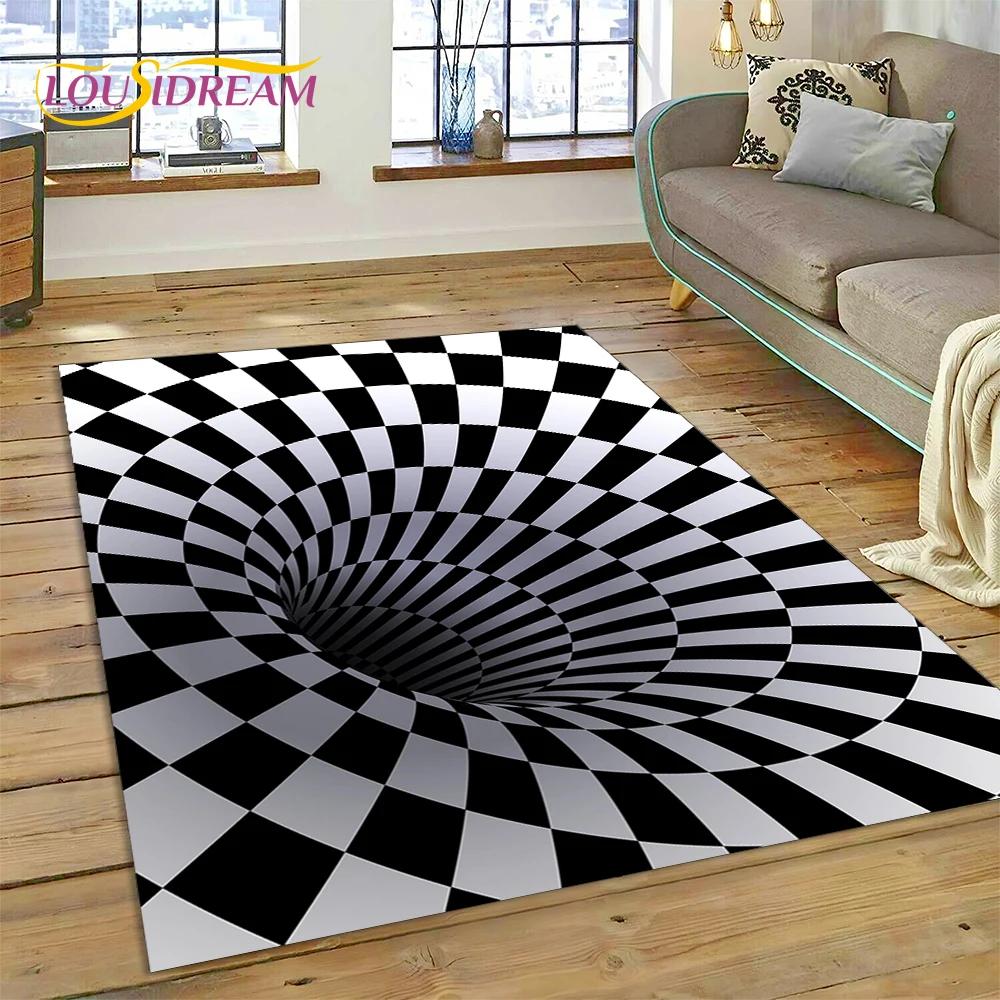 3D-Vortex-Teppich mit visuellen Illusionen für Wohnzimmer, Schlafzimmer, Heimdekoration, Bodenmatte, rutschfeste Dekoration für Sofa, Küche, Fußmatte