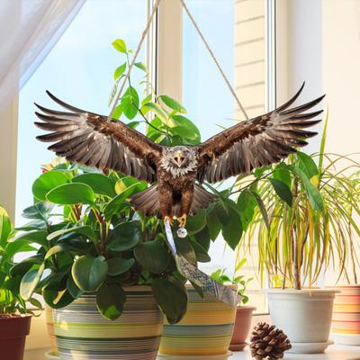 Gufo Finto Appeso Gufo Decoy 2D Piatto con Nastro Riflettente Decorazione Aquila con Campanello per Tenere i Piccioni Lontano dalla Finestra per Balcone Patio Cortile