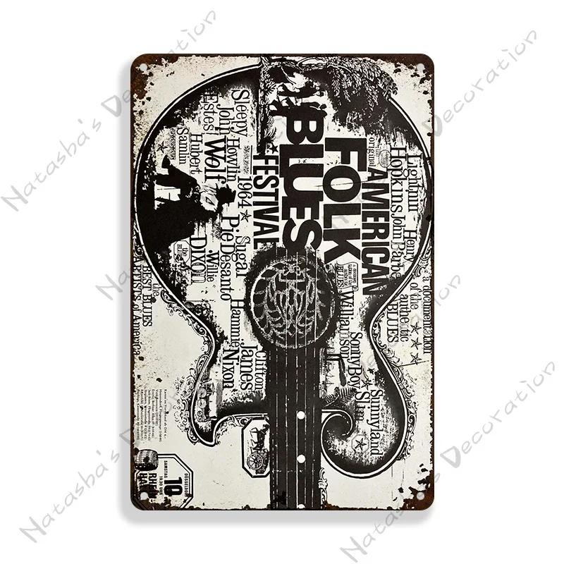 Classic Blues Metal Tin Sign Music Metal Poster Garage Cafe Wall Decor Old Fashion Metal Plaque Vintage Poster Wall Plate