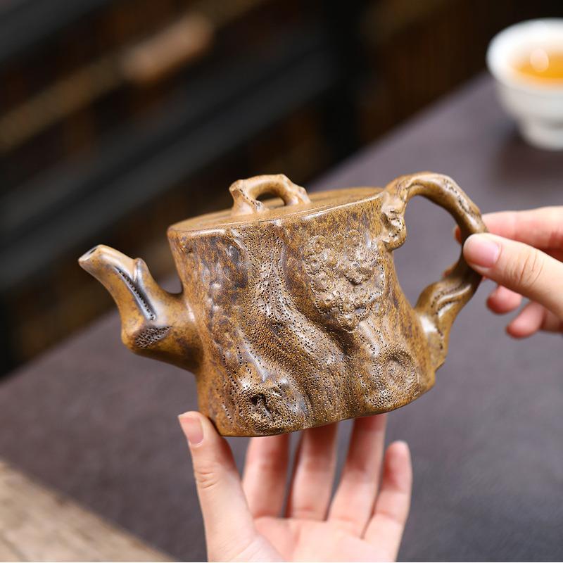 

360ml Yixing Purple Clay Teapots Handmade Pine Tree Stumps Pot Raw Ore Wood-fired Porcelain Mud Tea Maker Kettle Zisha Tea Set
