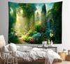 Fairy Tale Garden Tapestry - Enchanted Flower Arche, Colorful Greenery Wonderland Wall Hanging for Girl Princess Magic World