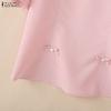 ZANZEA Camicetta estiva casual da donna con scollo rotondo e maniche corte