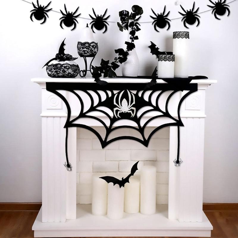 Themed Halloween Party Supplies Hanging Banners Fireplaces Spiderweb Cover Decoration For Indoor Celebration