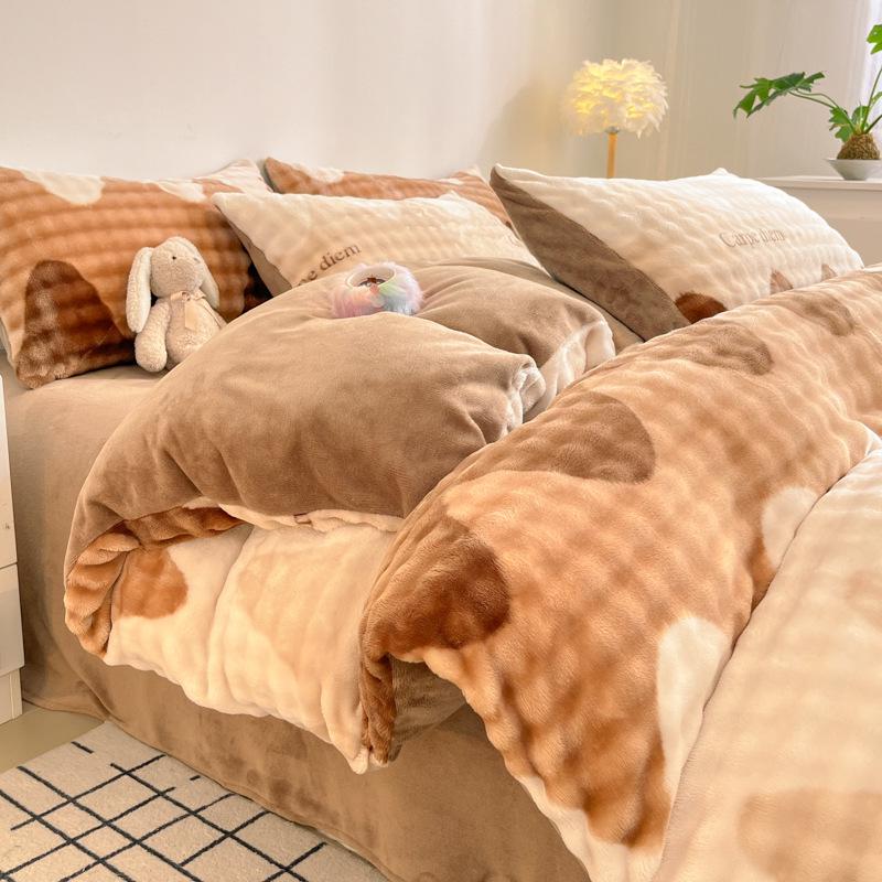 2025 Winter Fleece-Lined Velvet Bed Set: Thick Double-Sided Sheet & Duvet Cover, Dorm/Solo 3-Piece