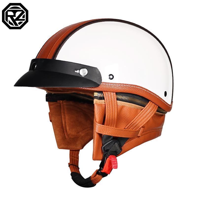 

Retro cruiser helmet for men and women, motorcycle half helmet for summer and all seasons, electric scooter safety helmet with paw design XXL