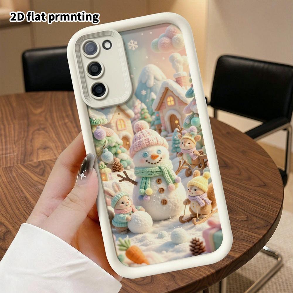 Cabina telefonica: Design piatto 2D adatto per custodia protettiva Samsung Galaxy A34 A35 M05 M06 S20 S22 S21 FE Plus 5G, Paradiso dei Pupazzi di Neve, perfetto per Natale e