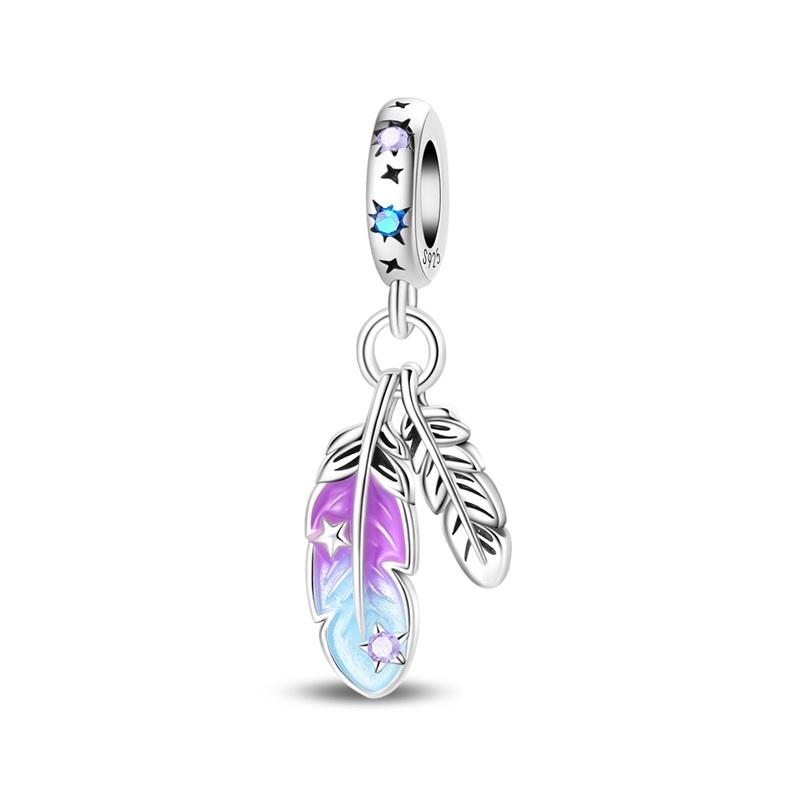 Copper Feather Charm Dance Pendant Fit 4Mm Hole Diameter Charms Bracelets Women Diy Jewelry Gift