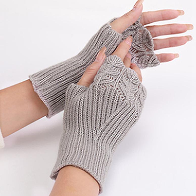 Warm Half Finger Open Finger Gloves Korean Knitting Gloves Women Autumn Winter Female Student Fashion Versatile Knitted