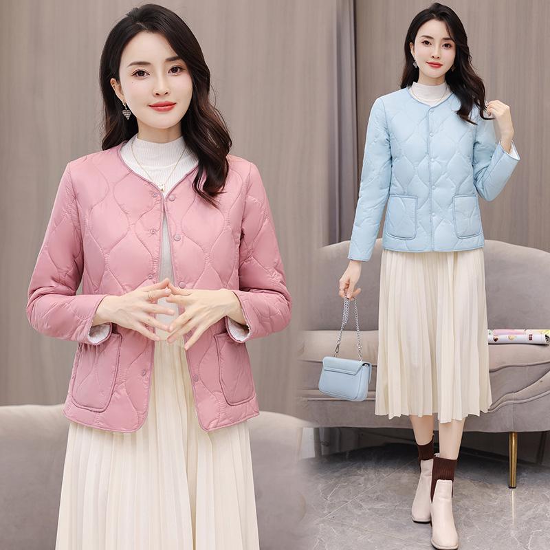 Women's Slim Fit Velvet Lined Cotton Jacket - Warm, Lightweight Inner Layer for Autumn and Winter