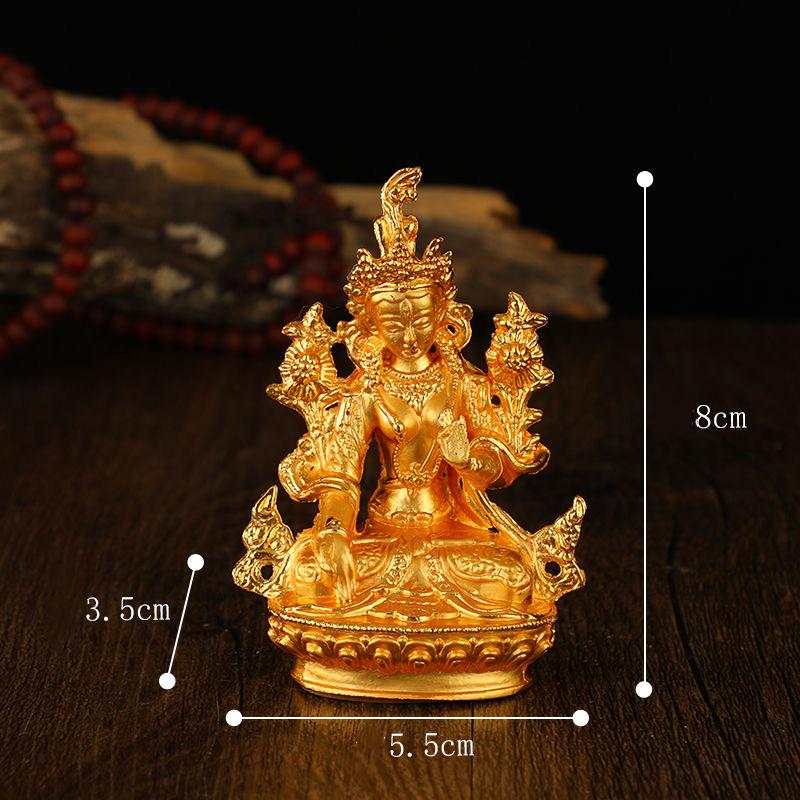 Tibetan Miniature Buddhist Figures Golden Engraved Variety Shapes Alloy Handicraft Tantric Home Gift Altars Desktop Decorative