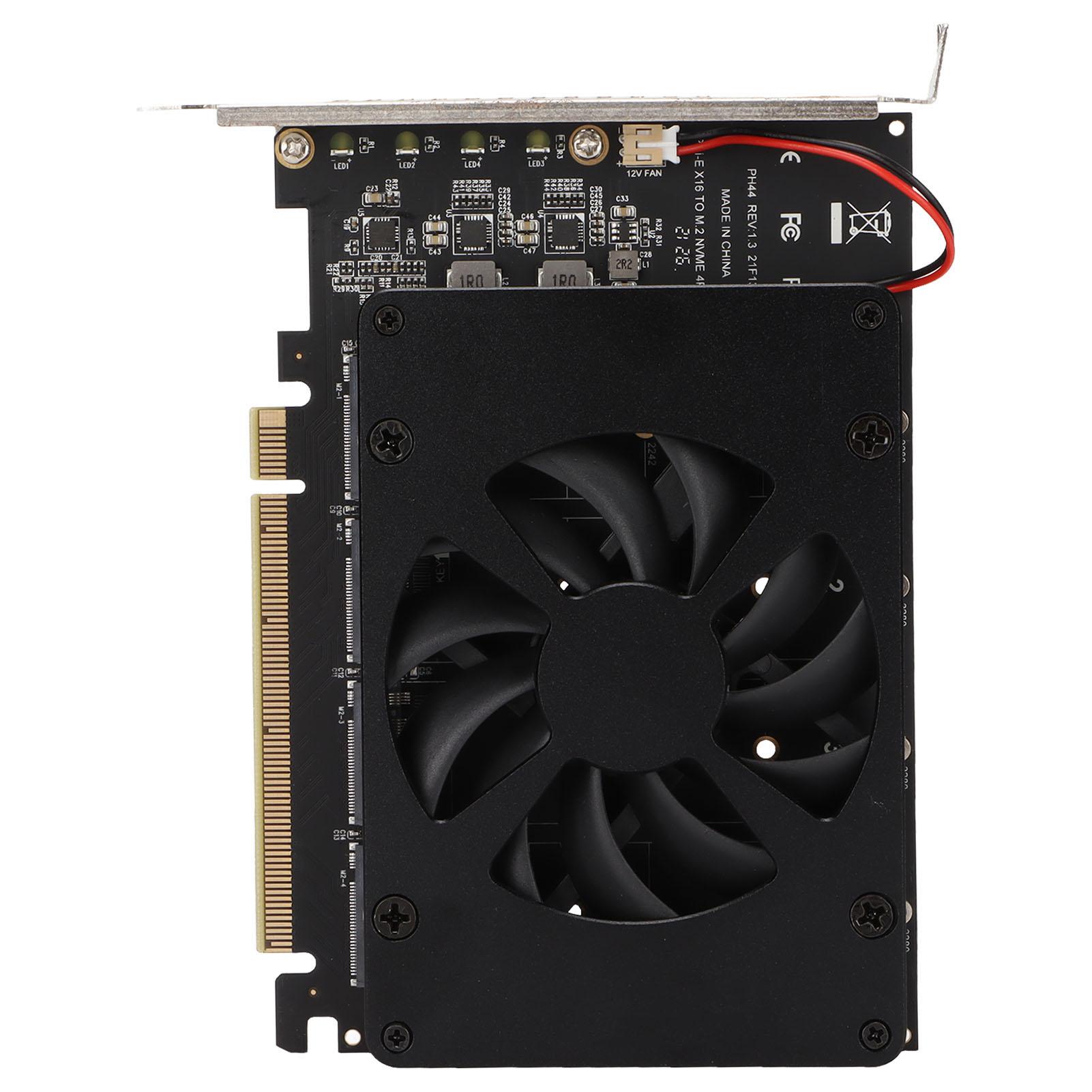 

Adapter Card NVME M.2 to PCIE X16 4 Ports 32Gbps Expansion Card Computer Accessories with Enhanced Cooling Fan
