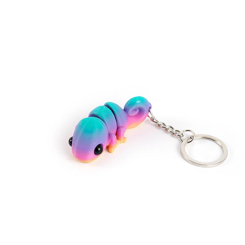 Creative 3D Printing Chameleon Keychain Pendant Multi-Joint Movable Simulation Animal Bag Charm Accessories Kids Gift Toys