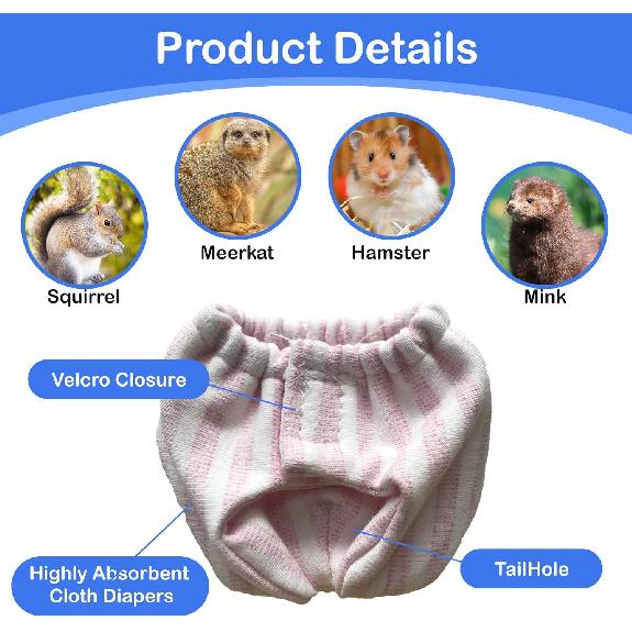 2PCS Small Pet Diapers,Adjustable Sugar Glider Diapers Climbing Diapers,Washable,Specially Designed for Use On Pet Squirrels Small Medium Guinea Pig.