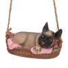 Garden Dog Statue Outdoor Resin Swing Ornament Hanging Decoration Home Bulldog Animal Gift Gray