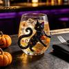 Einzigartiges Totenkopf- Weinglas Halloween Geist Whiskeyglas, Schwarze Katze Spinnennetz Tumbler für Gothic-Wohnkultur Cocktail, 350ml Gruseliges Trinkgeschirr Bar,