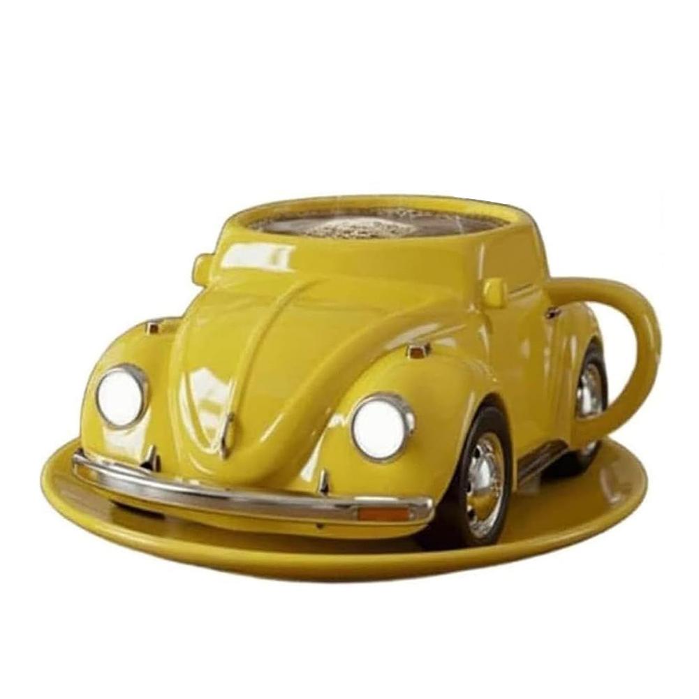 

Креативная кофейная кружка в форме жука, термостойкая, необычная чайная чашка, большая вместимость, уникальная посуда для напитков для украшения офиса, чашка жёлтый