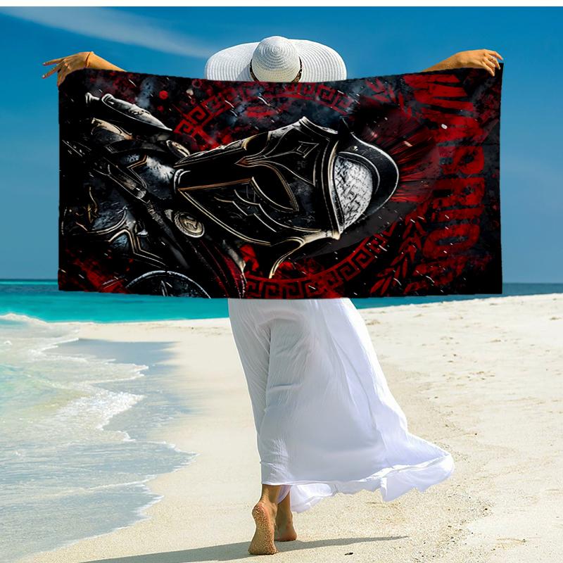 Gladiator Helmet Fashion Beach Towel: Ideal for Summer Adventures Soft, absorbent and quick drying suitable for swimming and bathing