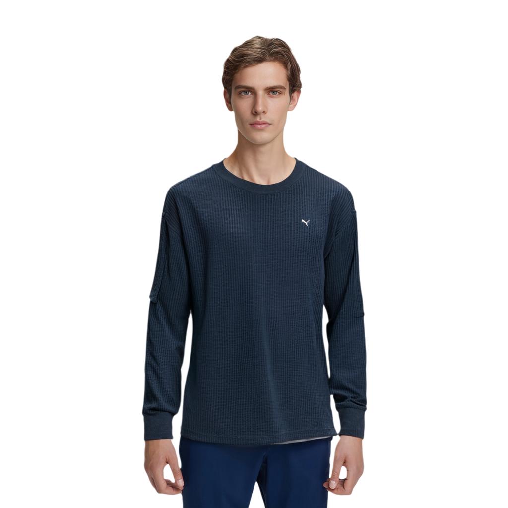 Puma Navy Series Solid Color Knitted Casual Crew Neck Long Sleeve Sweatshirt Unisex Sweatshirt Navy-Blue 623128-16