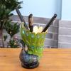 Resin Mini Peacock Miniatures Home Decoration Statue Ornament Pen Holder Brush Pot Home Art Crafts