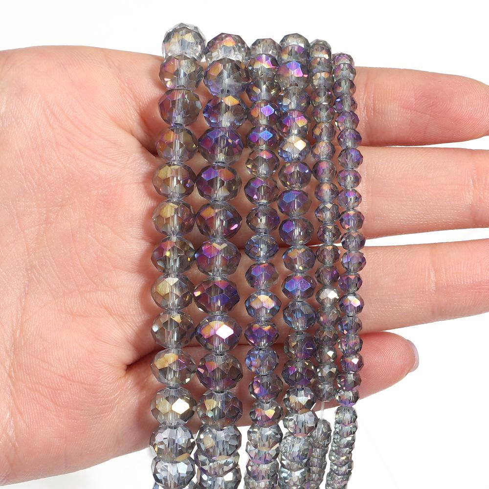4/6/8mm Transparent Purple Faceted Crystal Beads Abacus Glass Loose Beads For Jewelry Making DIY Bracelet Necklace Accessories
