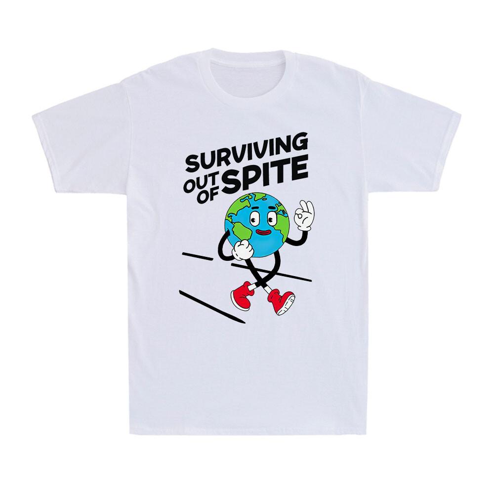 Running Earth Surviving Out Of Spite Funny Sarcastic Saying Men s T-Shirt M