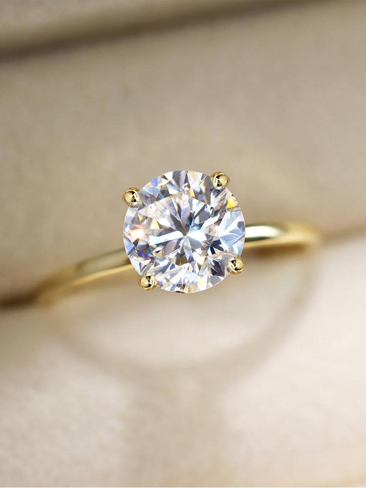

925 Silver 1-3 Carats Gorgeous Fashion Round Zircon Ring For Women Engagement Wedding Luxury High Quality Fine Jewelry 10&1 Carat золотистий