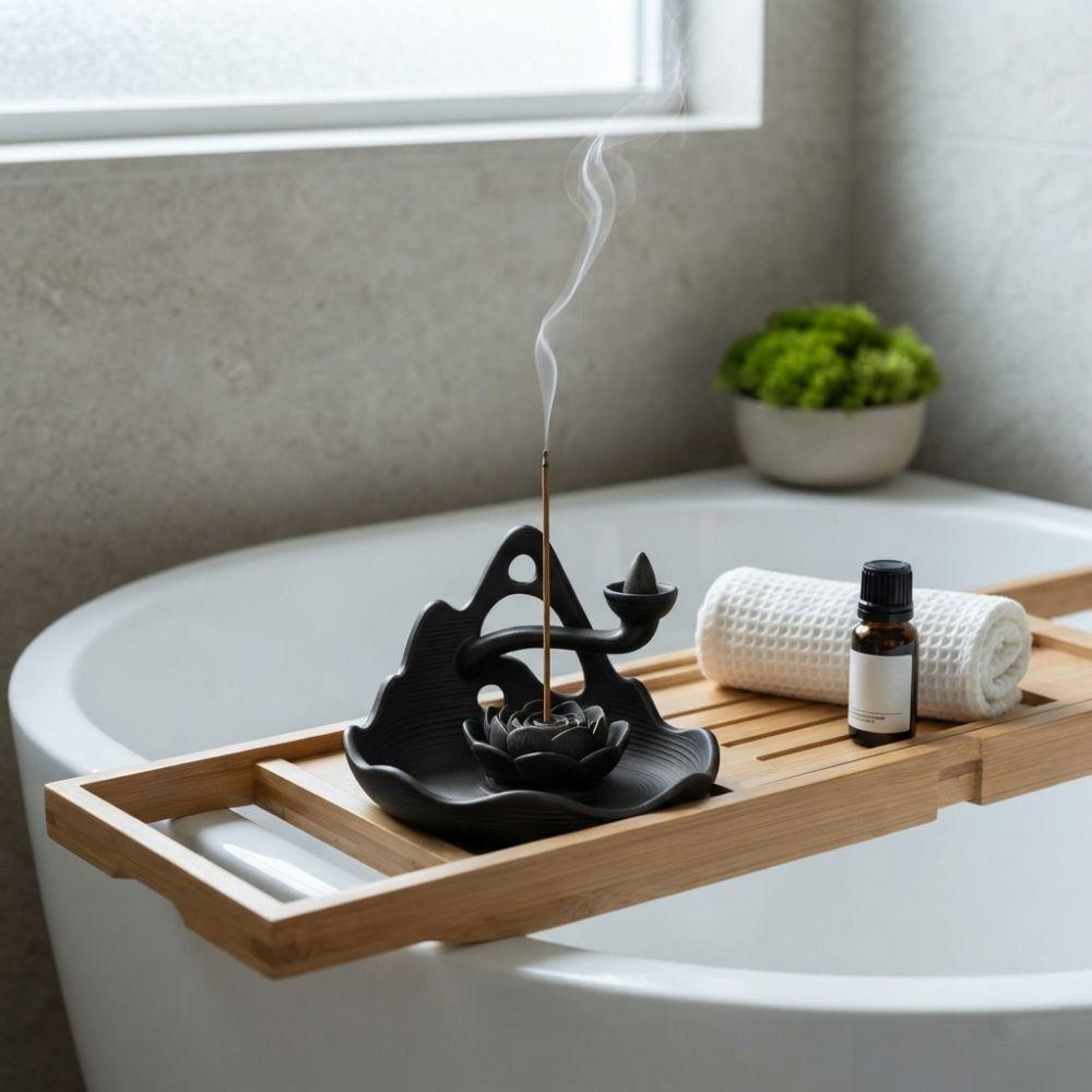 Plastic Lotus Incense Holder Mountain Lotus Design Backflow Incense Burner Spa