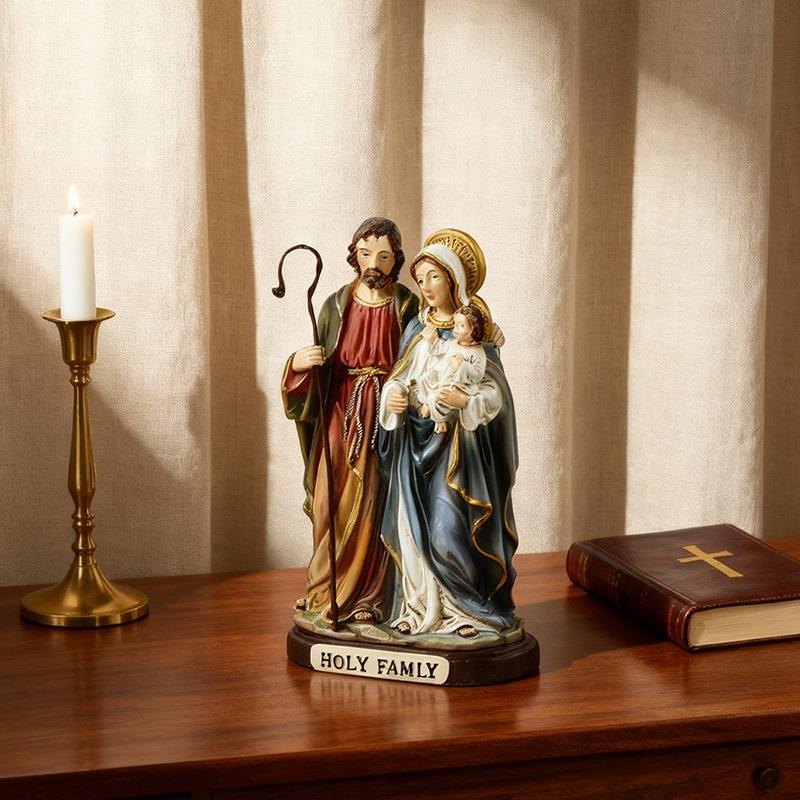 Elegante Heilige Familie Figur - Josef, Maria und Baby Jesus Heimdeko Skulptur für warme und einladende Wohnräume