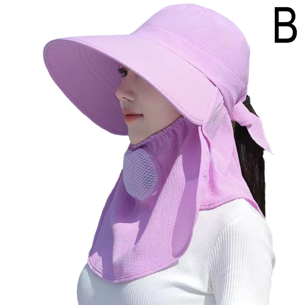 Summer Quick Dryng UV Protection Sun Visor Face Neck Cover Outdoor Fishing Cycling Hiking Wide Brim Shawl Sunscreen Ponytail Cap
