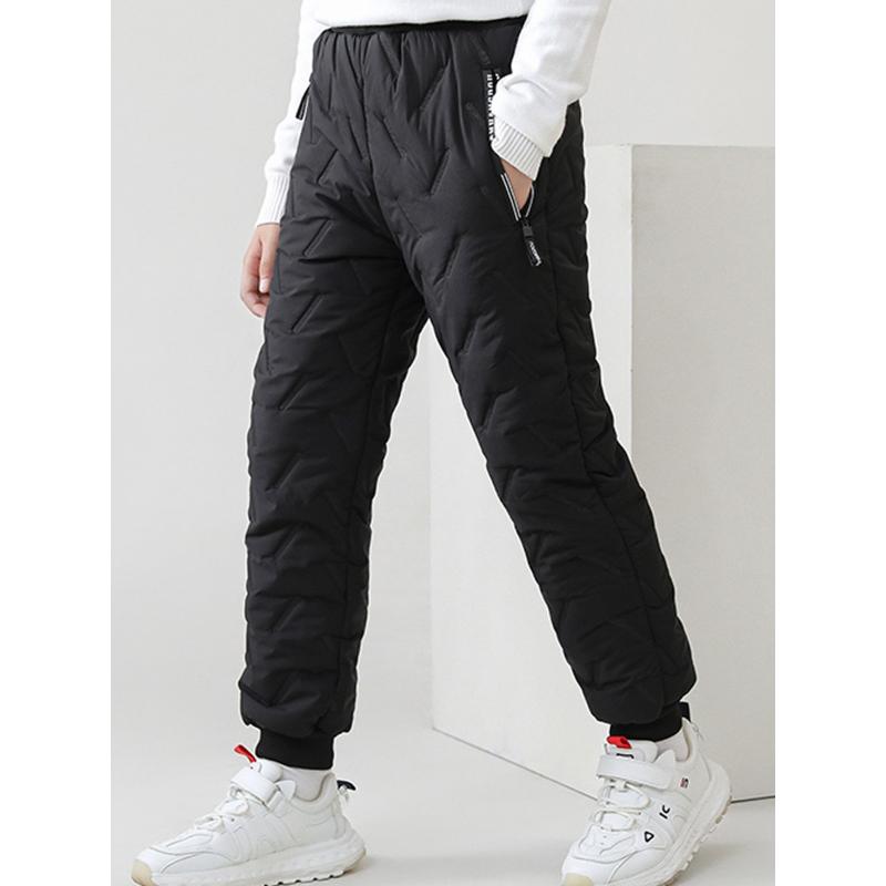 Boys Girls Pants Waterproof Cotton Padded Thick Warm Trousers Pants Elastic Kids Fleece Pant Thick Clothes