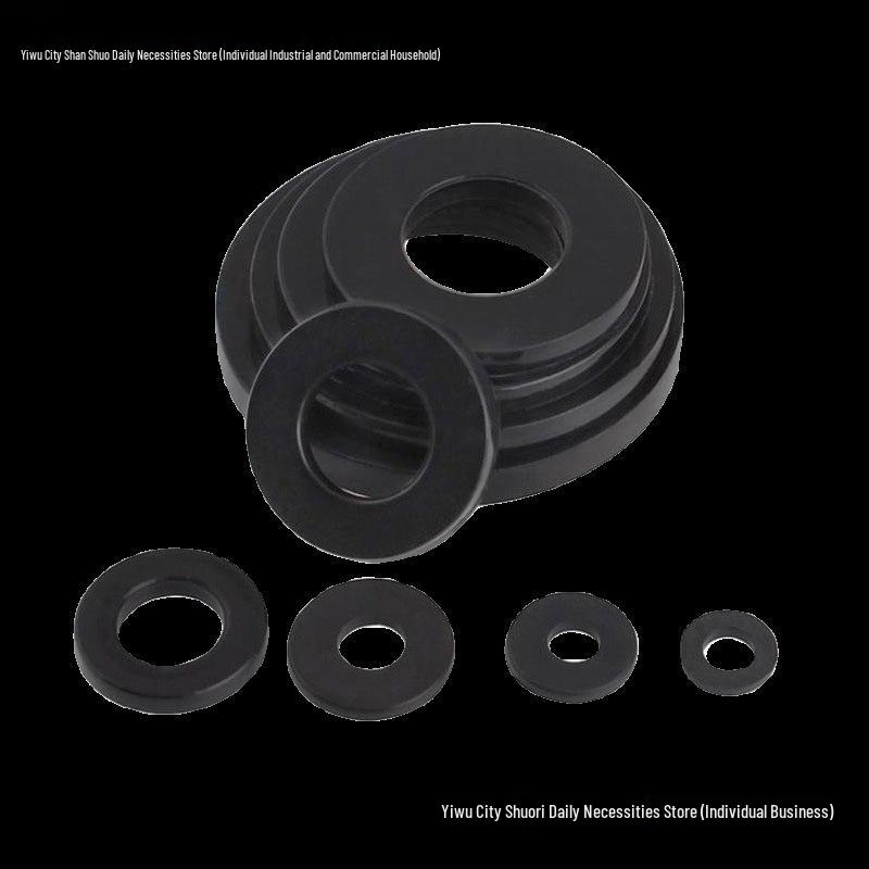 PA66 Nylon Wear-Resistant Flat Insulation Washer, Black & White, Round, Sizes M2-M24