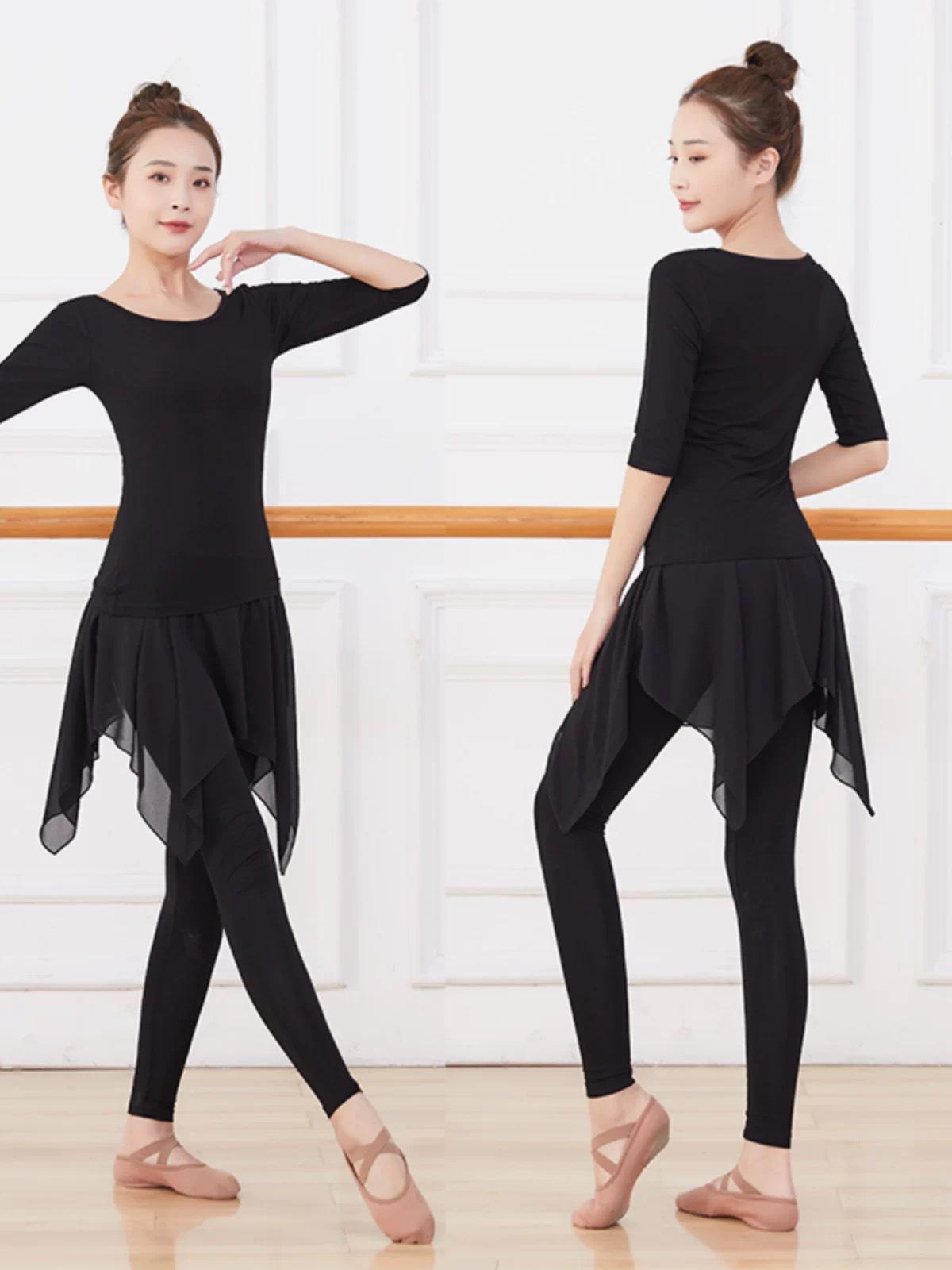 

Женский осенний модальный комплект для танцевальной практики: Балетный и латиноамериканский костюм L