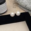 Silver needle sunflower pearl stud earrings women's high-end sense light luxury niche earrings new trendy popular earrings