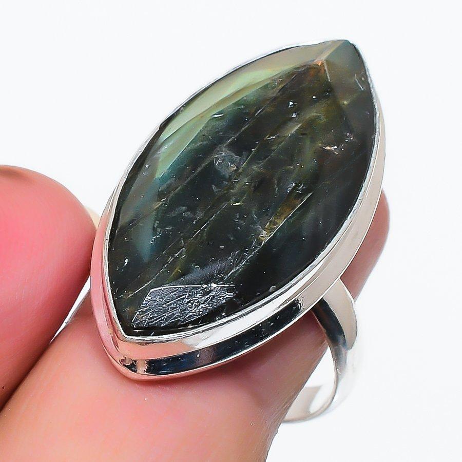 Labradorite Gemstone Handmade 925 Sterling Silver Jewelry Ring Size 9 GK-6454
