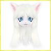 Cute Plush Furry Full Head Cat Mask Long Fur Big Heart Shaped Eyes Cosplay Costume Prop For Carnival Party Anime Role Play Coser