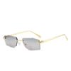 Luxury Frameless Square Sunglasses Men Alloy Frameless Gradient Sunglasses Women Fashion Retro Polygon