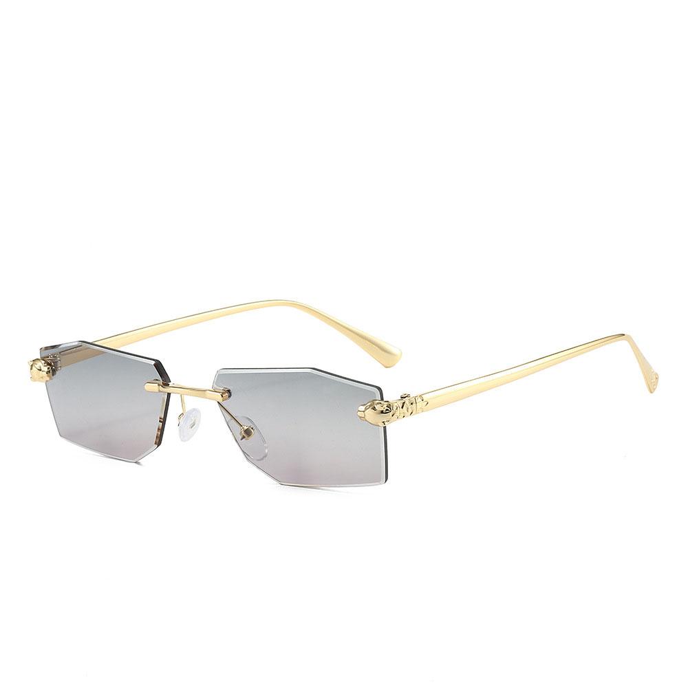 Luxury Frameless Square Sunglasses Men Alloy Frameless Gradient Sunglasses Women Fashion Retro Polygon