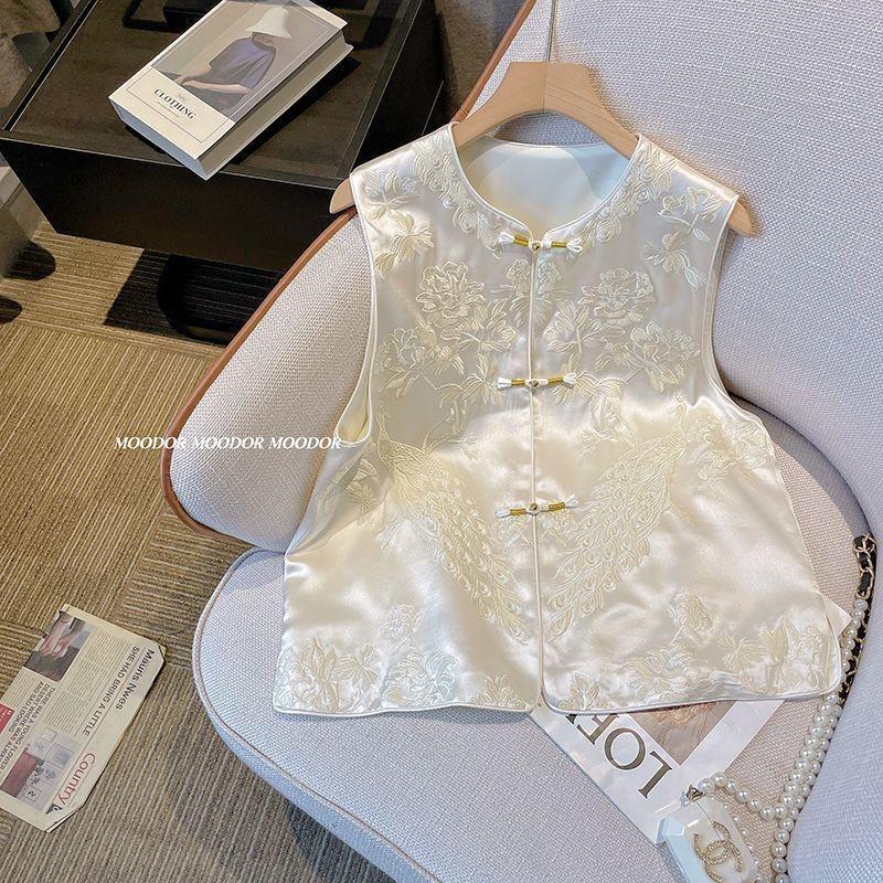 

2025 ранняя весна новый жилет жилет весна и осень модный темпераментный высококачественный вышитый топ M [Recommended below 50kg] белый