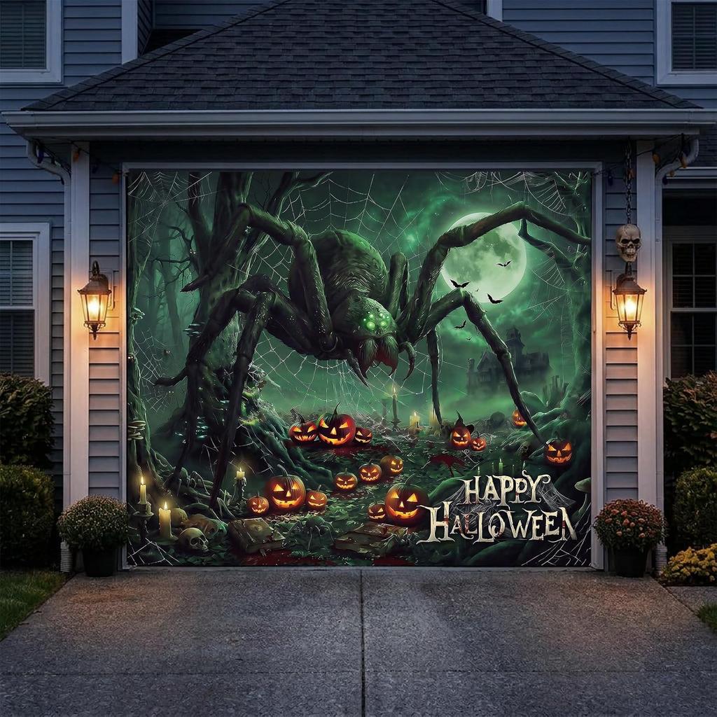 335. Halloween Garage Door Cover - Spider Garage Buddy Door Backdrop