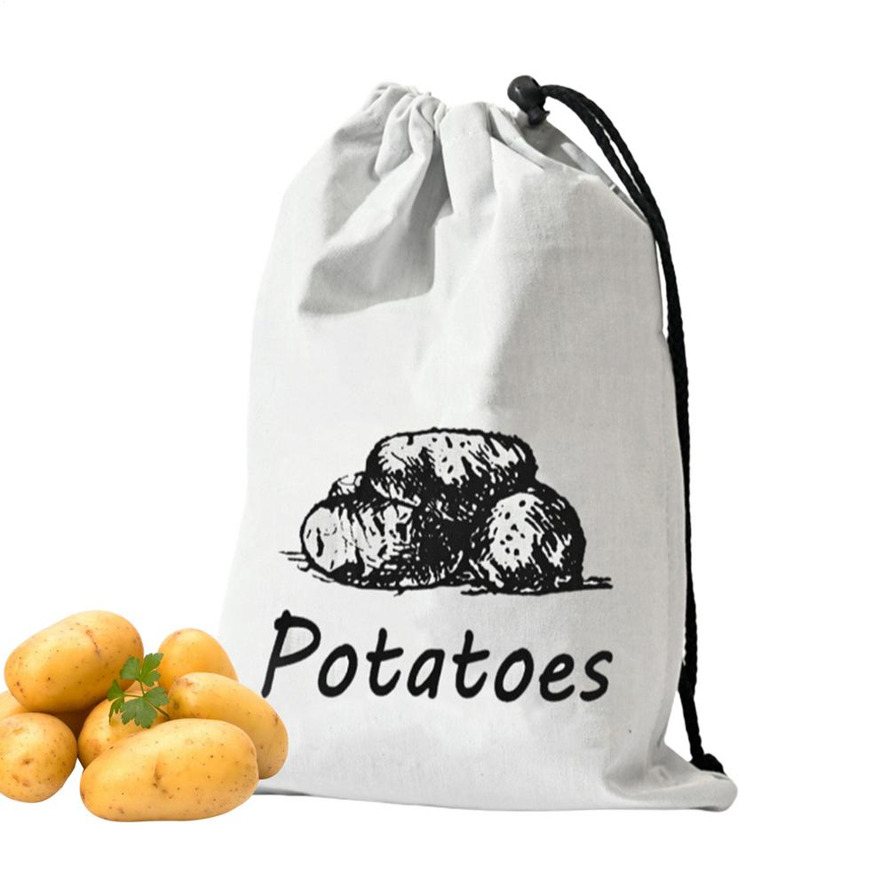 Reusable Produce Bags Washable Canvas Onion Potato Storage Bag Reusable Washable Sack Drawstring Large Food Container Vegetable