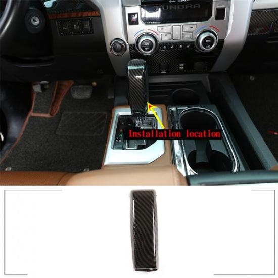 Gear Shift Head Knob Cover Trim For Toyota Tundra 14-21 ABS Carbon Fiber