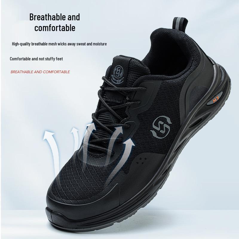 Men's Anti-Smash Breathable Safety Shoes - Wear-Resistant PU Sole, Comfortable Mesh Labor Protection Footwear
