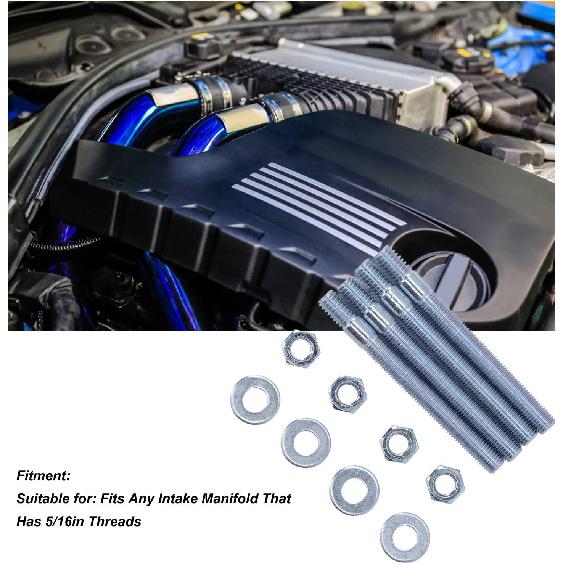 

Carburetor Mounting Stud Kit,3.5in Carburetor Studs Set Metal Carb Mounting Stud Kit with Spacers for 5/16in Threads Intake Manifold