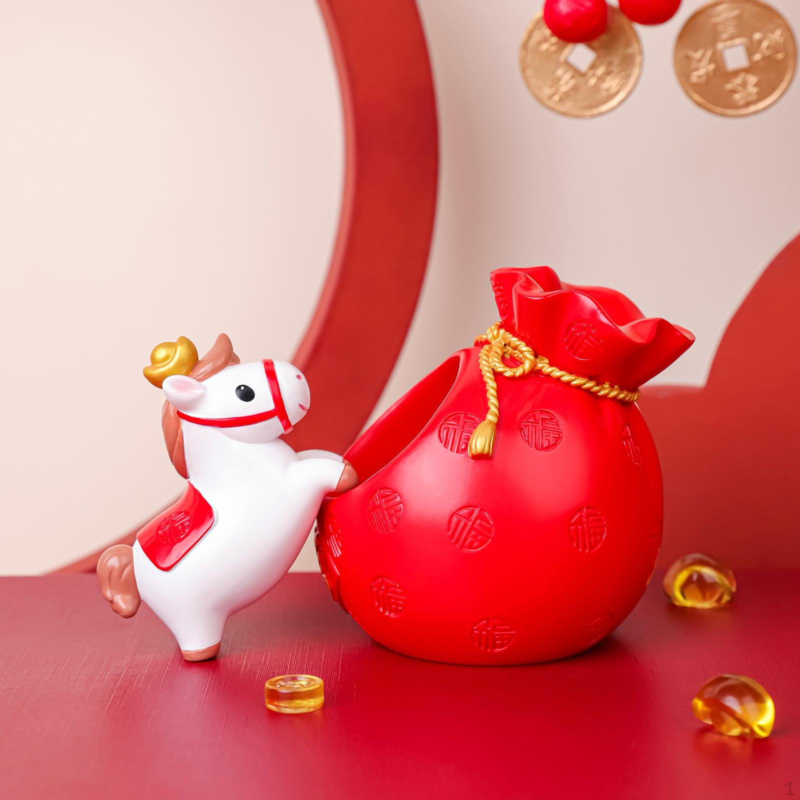 

Horse Statue Storage Bowl Year Gift Decorative Animal Sculpture Desktop Ornament Creative Office Style C