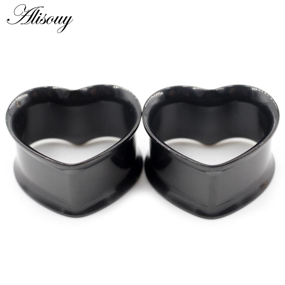 Alisouy 2ks 8mm-30mm 316L Nerezová ocel Love Heart Tunelky do uší Zátky Expander Nosítka Měřidla Náušnice Body Piercing Šperky