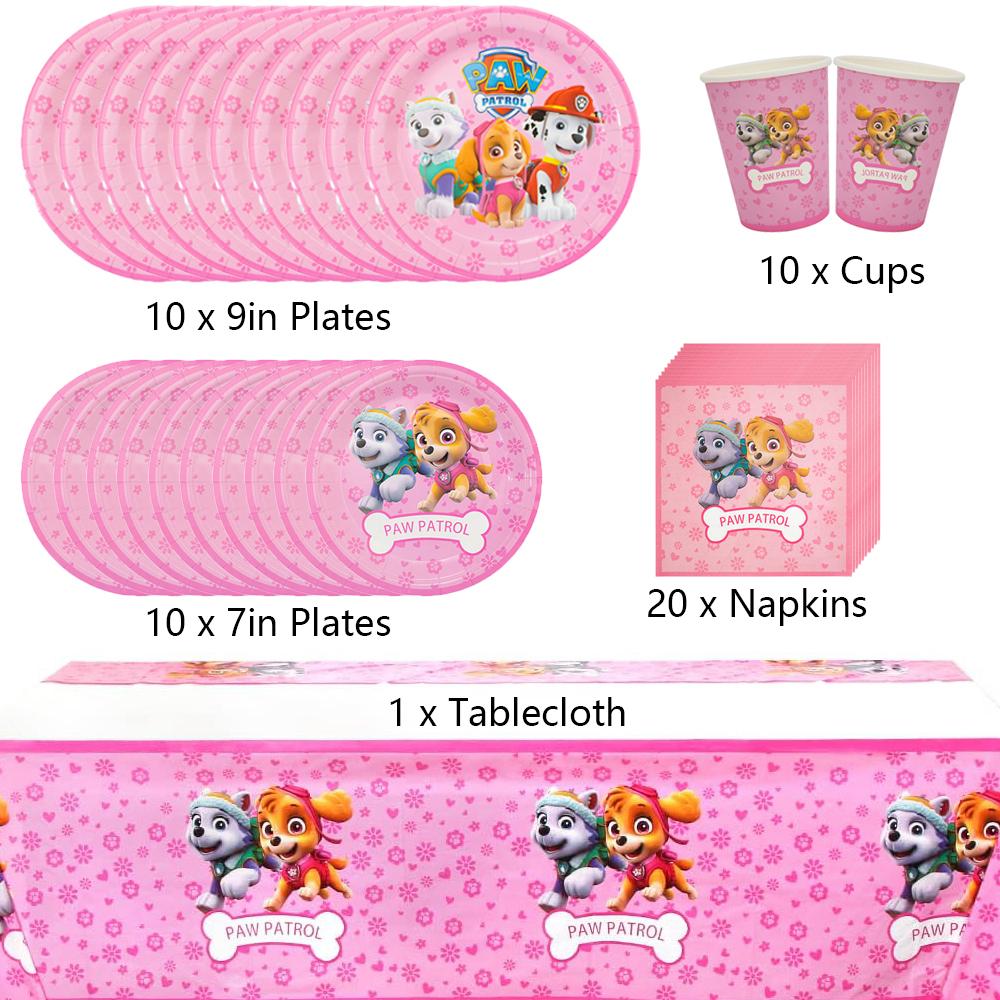 51pcs Paw Dog Patrol Party Tableware Set Includes Plates Napkins Cups Tablecloth