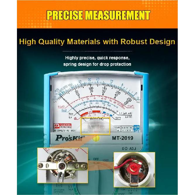 ProsKit MT-2019 Protective Function Analog Multimeter Safety Standard Professional Ohm Test Meter Tester Analog