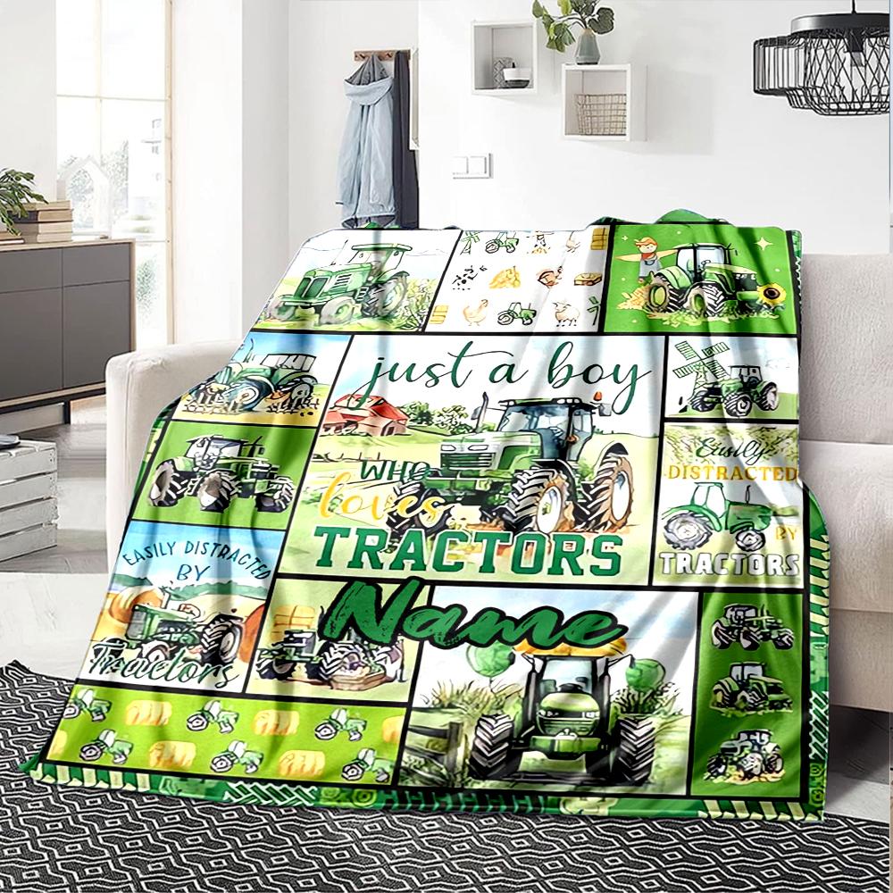 Custom Name Truck Theme Printed Blanket - Perfect for Couch, Bed, Travel & Outdoor Use | Machine Washable, Cozy & Durable.